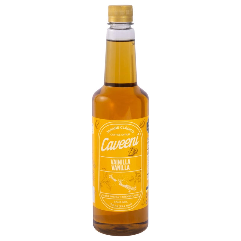 ENCO CAVEENI Vanilla Coffee Syrup - 25.4 oz Bottle for Flavoring Lattes, Iced Coffee, and Desserts - Image 1